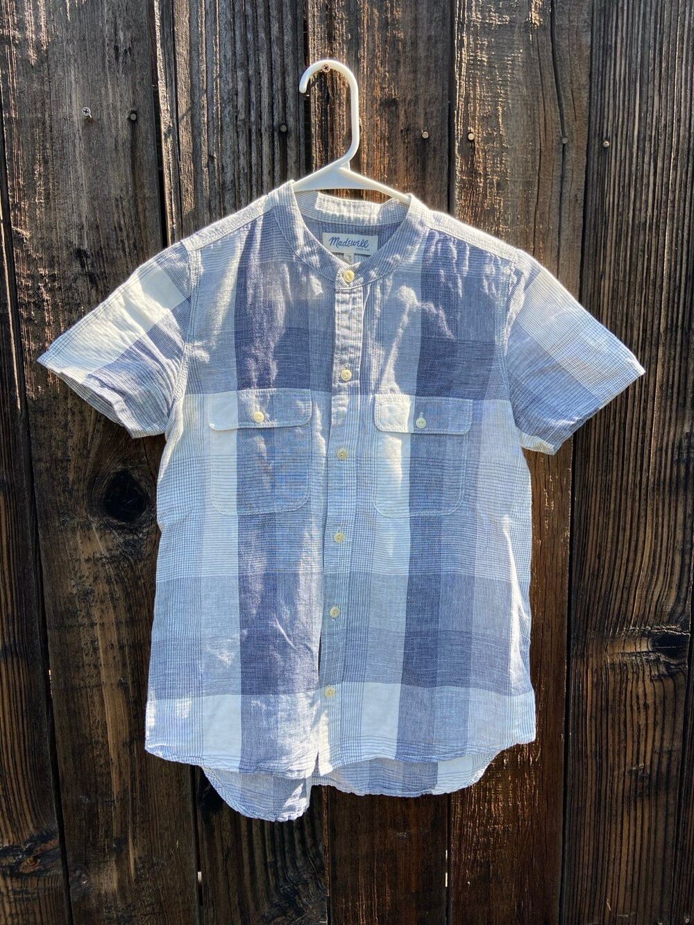 Madewell button down checked short sleeves shirt size XS grey/ivory